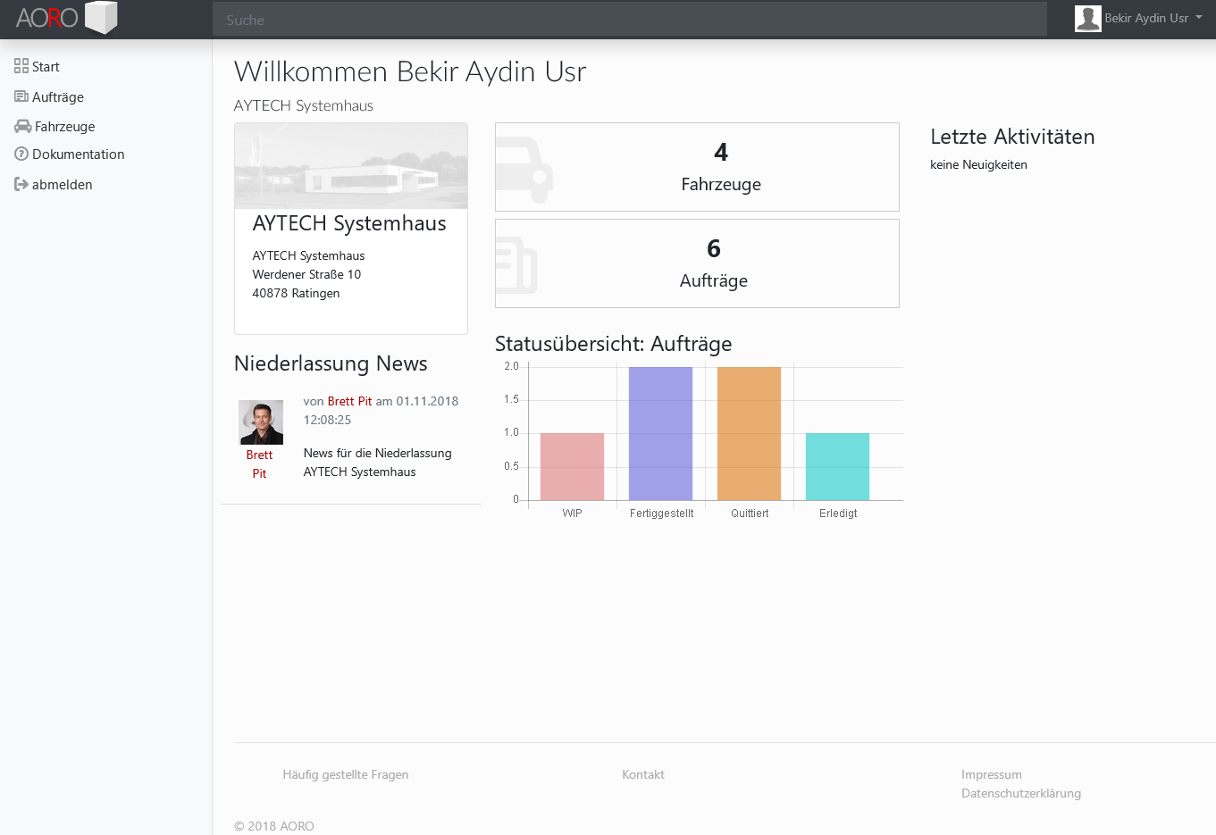 AORO Konfiguration einer Niederlassung